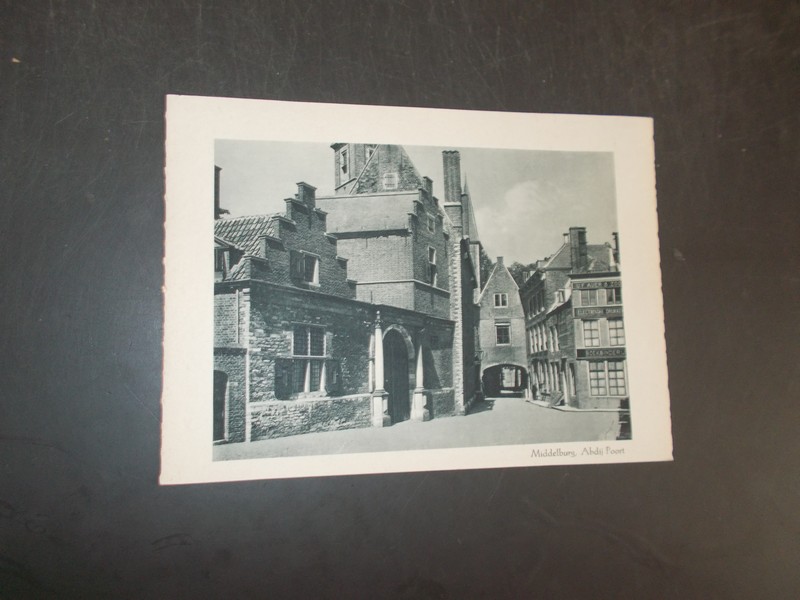 antique print (prent). - Middelburg, abdij poort.
