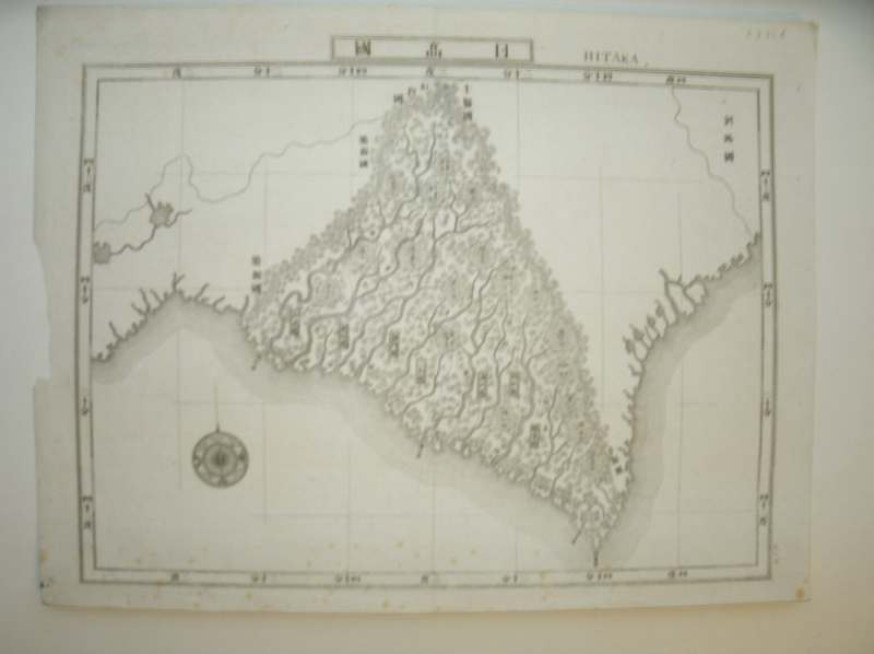 antique map (kaart). - (Hokkaido). Antique map of Hitaka. (Hidaka)