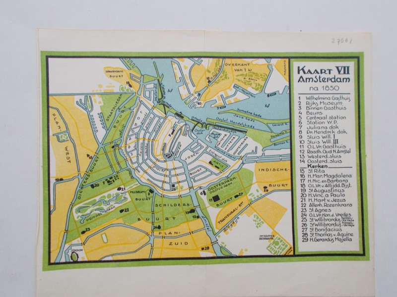 antique map (kaart). - Amsterdam na 1850.