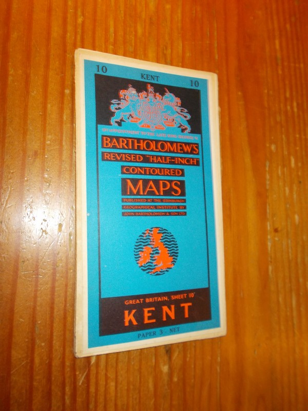 map. kaart. - Bartholomews Half inch Series. Kent.