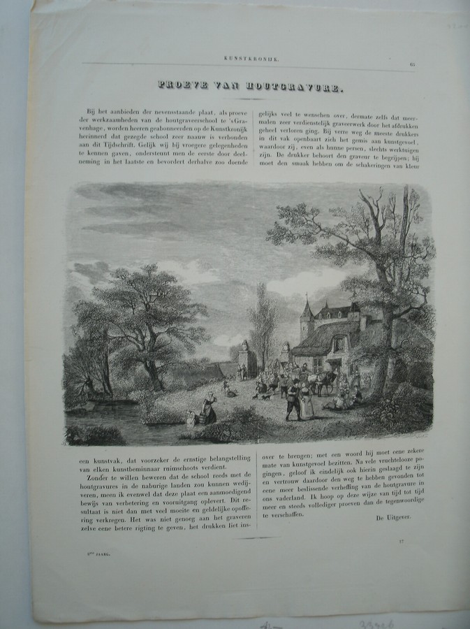 antique print (prent). - Proeve van Houtgravure.