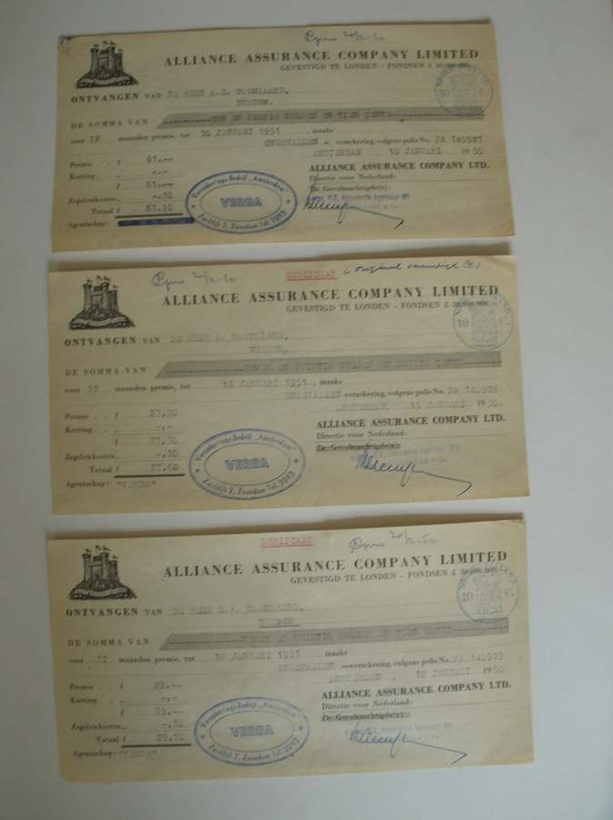 (genealogie, gooistreek). - (Boomgaard). Ontvangen van de heer A.E. Boomgaard, Bussum de somma van een en zestig gulden en tien cents (..).