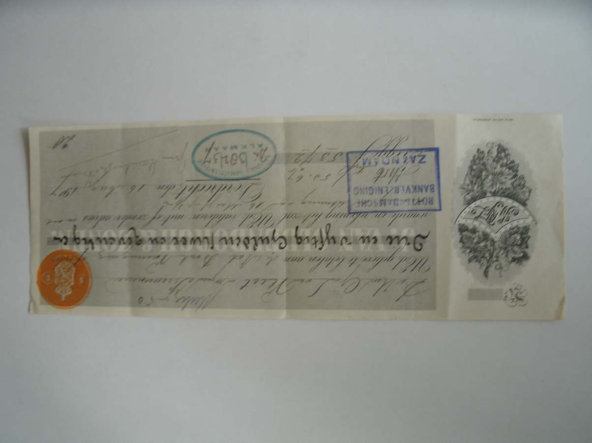 (genealogie, zaanstreek). - De Heer G.L. van Vliet, Krommenie. Te betalen aan de nationale bankvereniging.