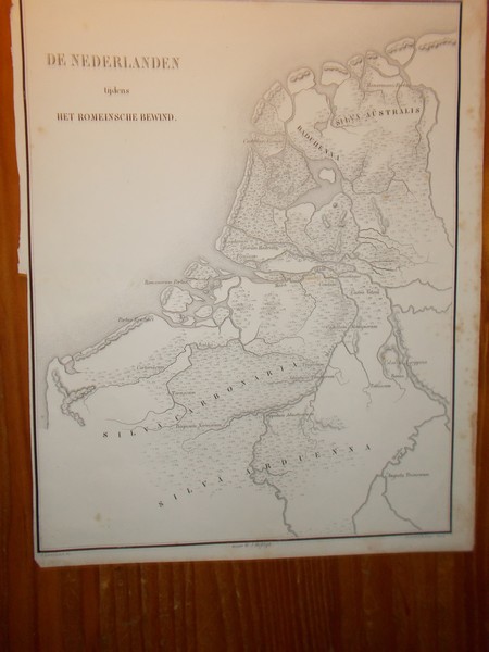 antique map (kaart). - De Nederlanden tijdens het Romeinsche bewind.