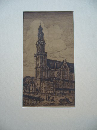 antique print (prent). - Amsterdam. Westertoren. (Westerkerk).