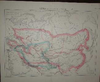 antique map (kaart). - Azie in de 12e, 13e en 14e eeuw. (Map of Asia).