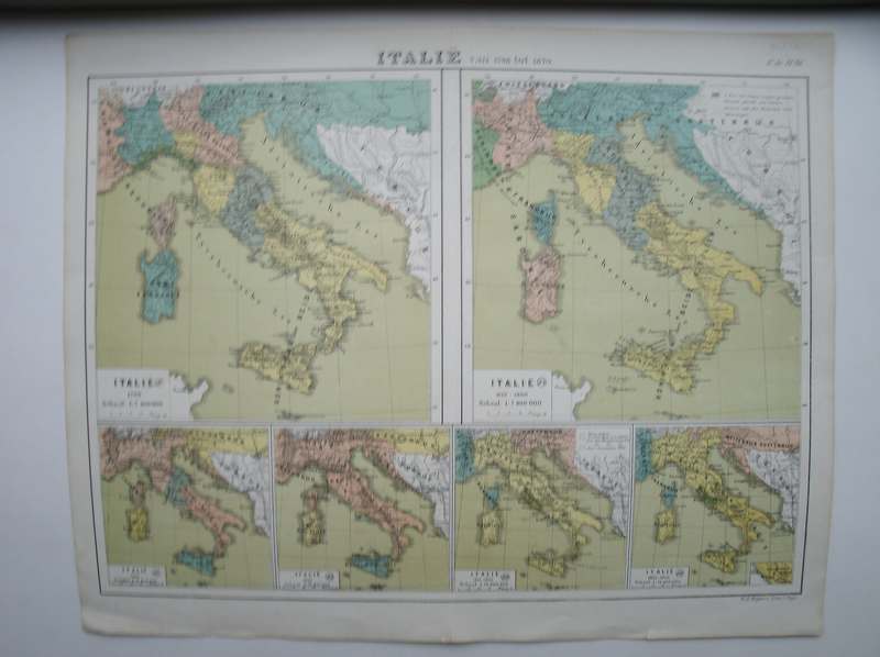 antique map (kaart). - Italie van 1798 tot 1870.