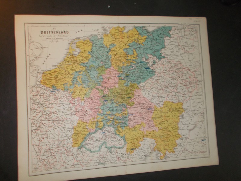 antique map. kaart. karte. - Duitschland aan het einde der middeleeuwen. (Deutschland).