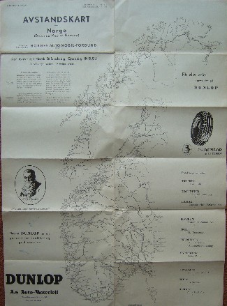 map. kaart. - Avstandskart over Norge. Distance map of Norway.