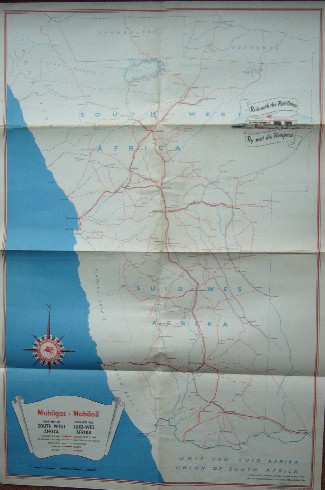 kaart. map. - Road map of South West Africa. Padkaart van Suid-Wes Afrika.