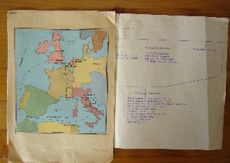 map. kaart. - Map of Europe. On the back a maple leaf. Together with organization of the 5th Canadian Armed Division.