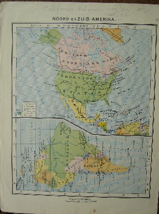 antique map. kaart. - Noord en Zuid Amerika. (North and South America).