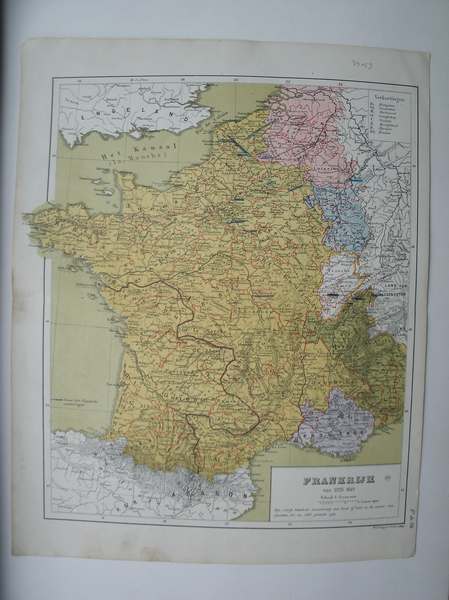 antique map. kaart. - Frankrijk 1328-1610. France.