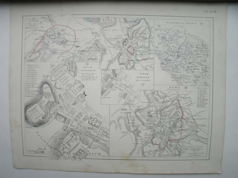 antique map. kaart. - Athene. Roma.