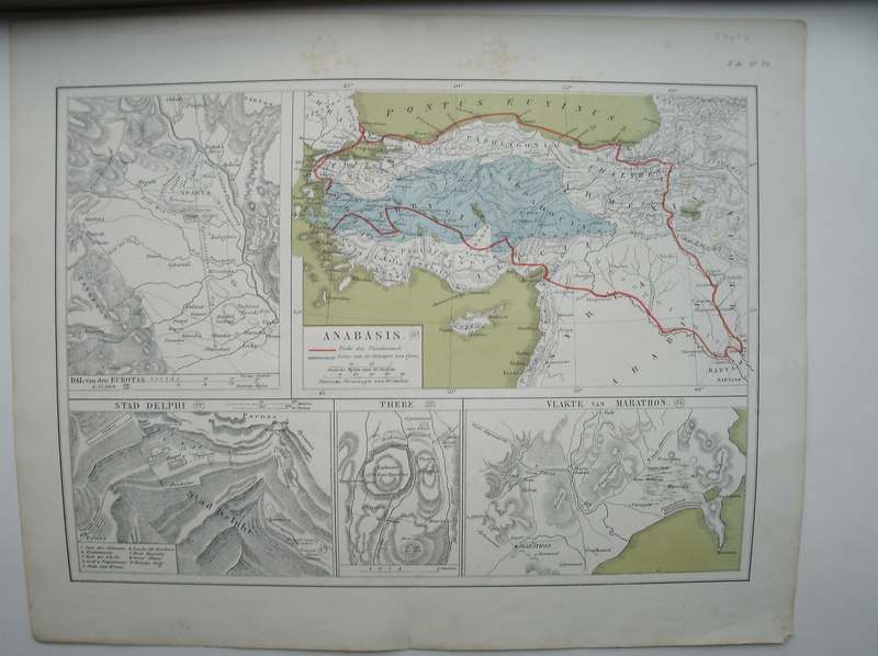 antique map. kaart. - Anabasis. Thebes. Marathon. Delphi.