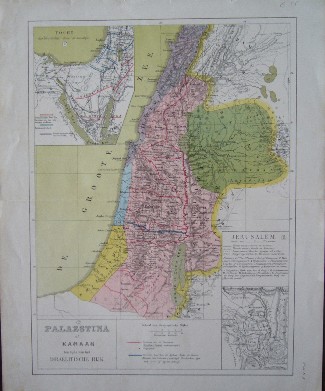 antique map. kaart. - Palaestina. Kanaan. (map of the Holy Land).