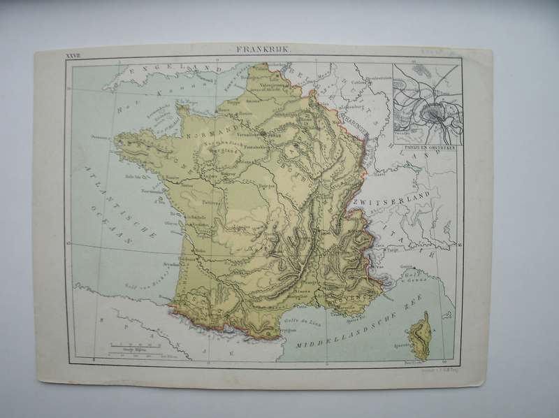 antique map (kaart). - Frankrijk (France).