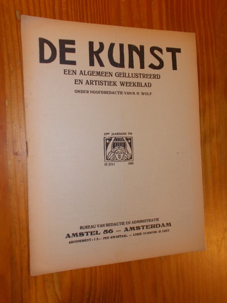 WOLF, N.H. (RED.), - De kunst. Een algemeen geillustreerd en artistiek weekblad.