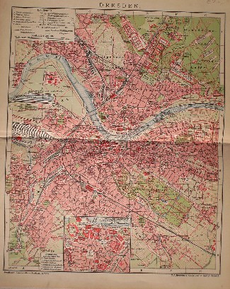 antique map (kaart). - Dresden.