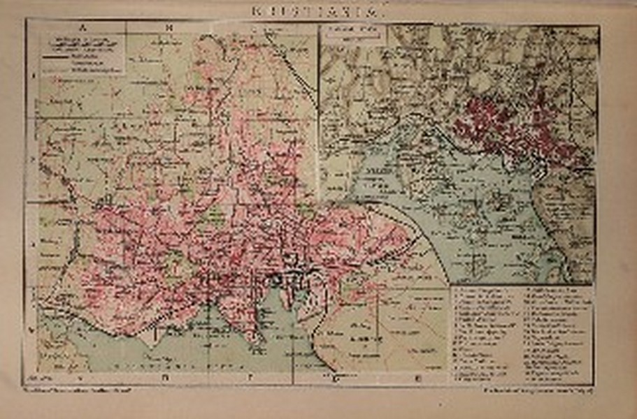 antique map (kaart). - Kristiania (Oslo).