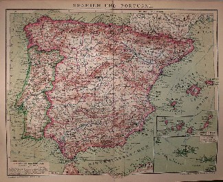 antique map (kaart). - Spanien und Portugal.