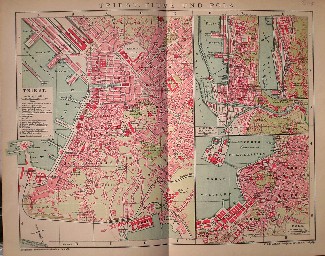 antique map (kaart). - Trieste, Fiume und Pola.