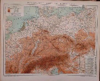 map. kaart. karte. - Physikalische Karte von Deutschland. (Map of Germany).