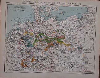 antique map (kaart). - Deutsche Industrie, Bergwerks und Huttenproduktion.