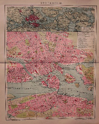 antique map (kaart). - Stockholm.