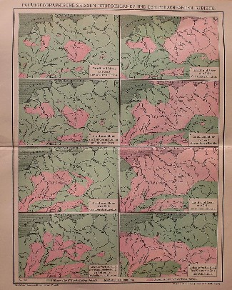 map. kaart. karte. - Palaogeographische Skizzen Deutschlands und der benachbarten Gebiete.
