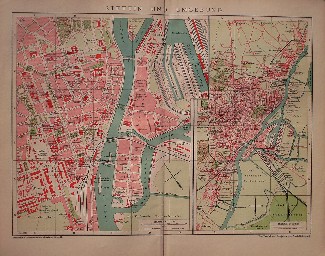 antique map (kaart). - Stettin und Umgebung.