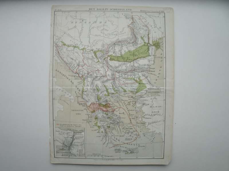 antique map (kaart). - Het Balkan Schiereiland.