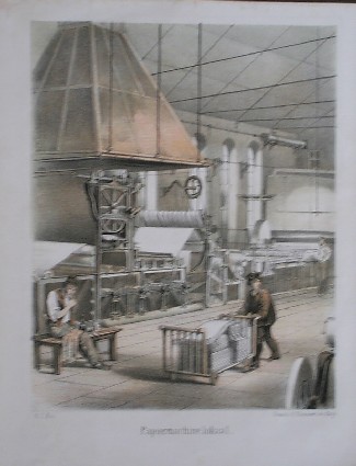 antique print (prent). - Papiermachine lokaal.