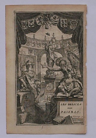 antique print (prent). - Les Delices des Pays Bas. Frontispice. Allegorie.