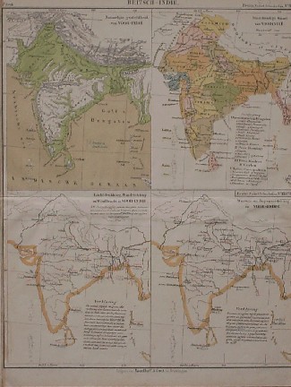 antique map (kaart). - Britsch Indie (British India).