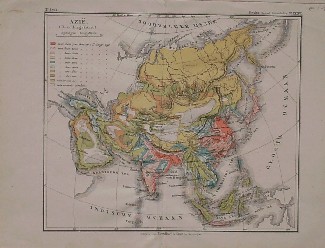 antique map (kaart). - Azie (Asia). Bevolkingskaart.