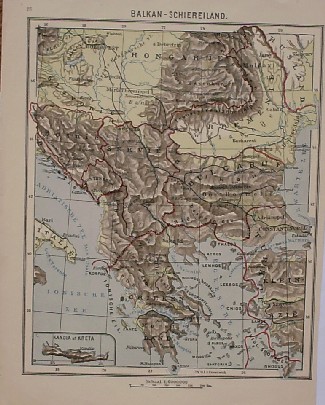 antique map (kaart). - Balkan-Schiereiland.
