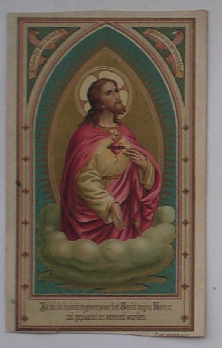 antique print (prent). - Heldhaftige liefde-acte voor de zielen in het vagevuur. Devotieprentje.