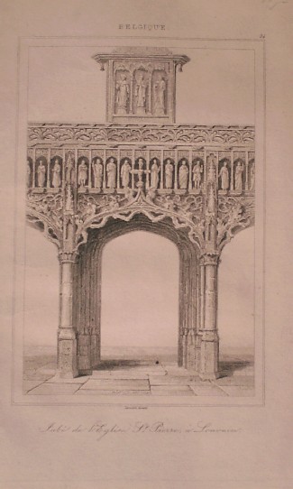 antique print (prent) - Jube de l`eglise St. Pierre a Louvain. (Leuven).
