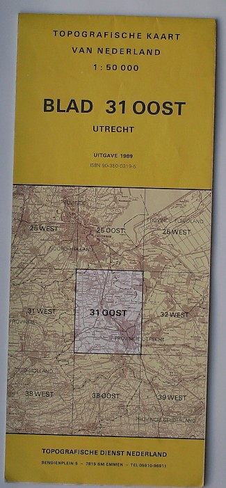 kaart. - Topografische kaart van Nederland. Blad 31 oost. Utrecht.