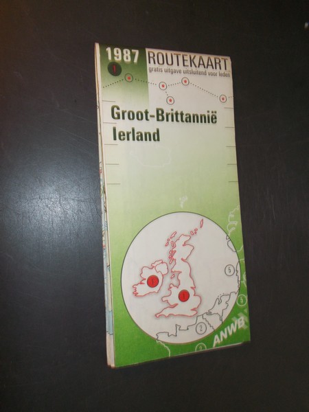 map. kaart. - Routekaart ANWB 1987 Groot-Brittannie en Ierland.
