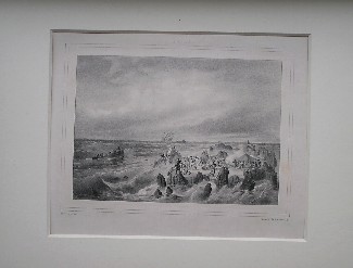 antique print (prent). - De stranding (redding).