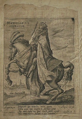 antique print (prent). - Mattias S.R. Imperator. (Matthias van Oostenrijk, Matthias of Austria).