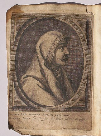 antique print (prent). - (Nathan of Gaza). Nathan Levi Iudeorum Propheta Gazae natus. Verso: King of Moghor (Mughal).