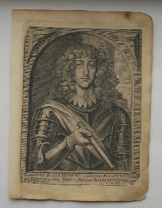 antique print (prent). - (Saxen-Weimar). Bernhard duc de Saxe Weymar (..). Verso: Robertus Filius Palatini Rheni (..).