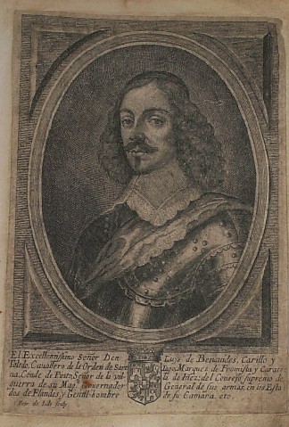 antique print (prent). - Don Francisco de Moura (..). Verso: Don Luis de Benavides (..).