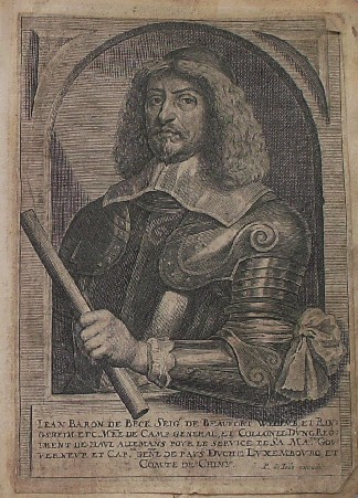 antique print (prent). - Jean Baron de Beck (..). Verso: Pope Clemens VIII.
