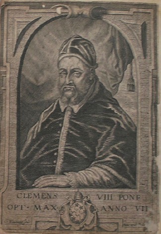 antique print (prent). - Jean Baron de Beck (..). Verso: Pope Clemens VIII.