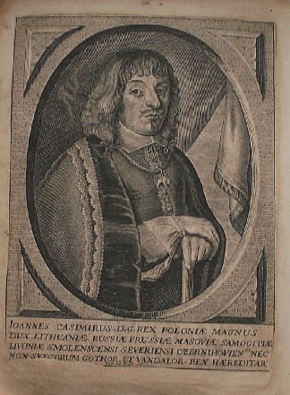 antique print (prent). - (Poland). Ioannes Casimirus. Verso: Heduvigis Eleanora (Sweden).