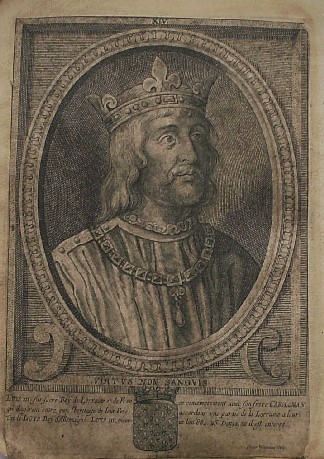 antique print (prent). - Louis le Begue (..). Verso: Louis III.